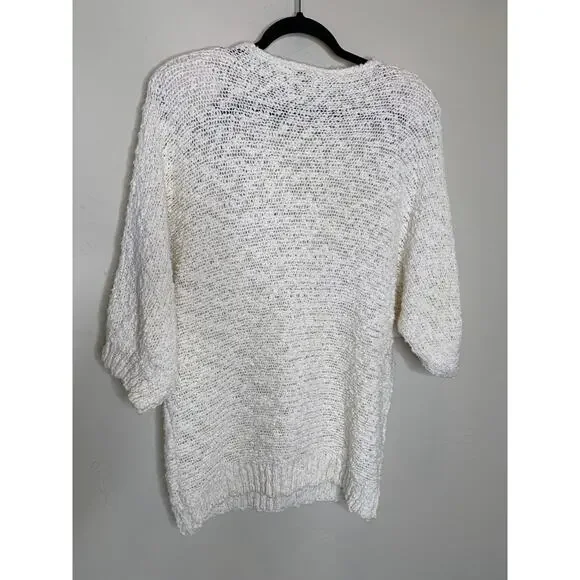 Vintage Cream  3D Floral Knit Pastels 90s Sz Medium - Picture 6 of 9